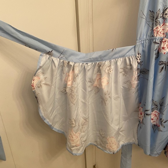 Light blue floral skort wrap romper with skirt - Picture 6 of 8